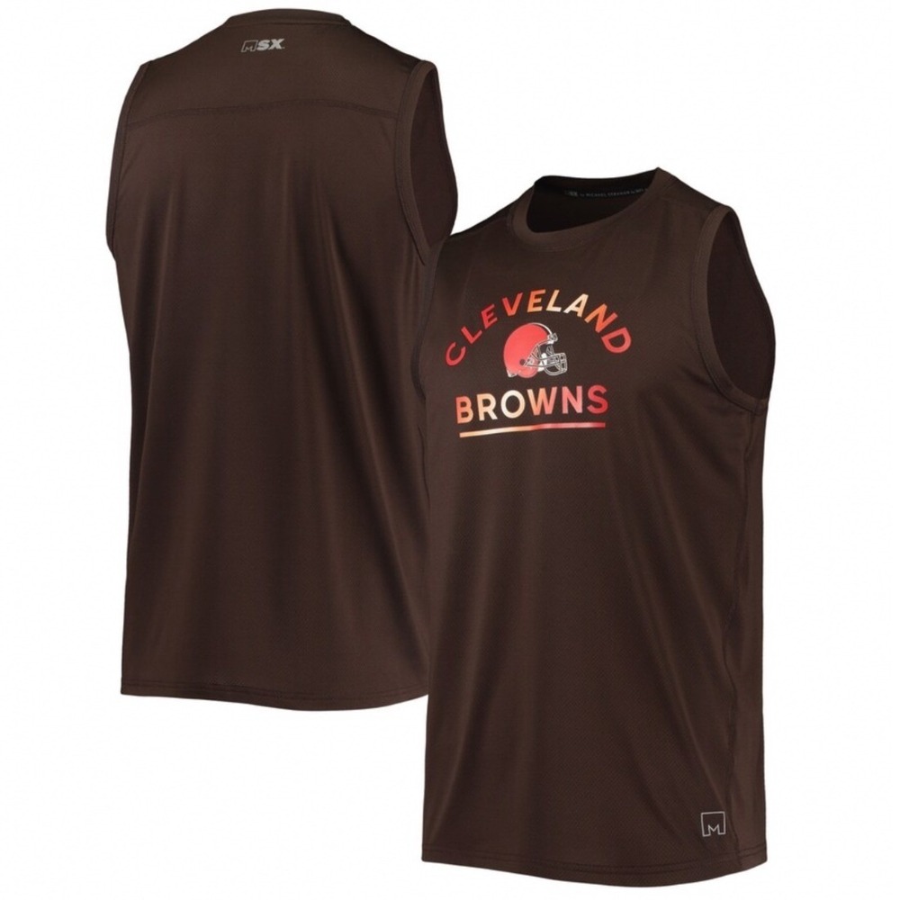 MSX by Michael Strahan Cleveland Browns Tank Top XL NFL Mesh Sleeveless Brown